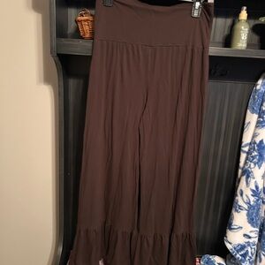 Brown ruffle pants